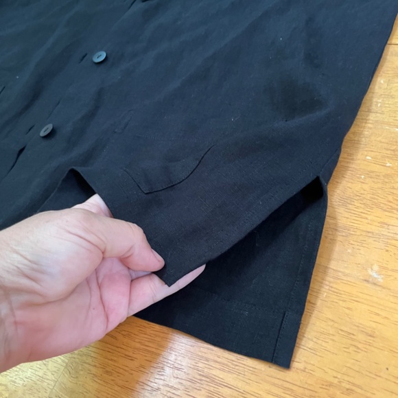 Eileen Fisher Linen Black Jacket Boxy Fit Cropped Length Front Pockets, Size Mp - Picture 10 of 16